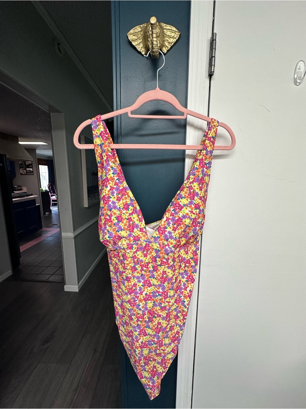 Floral V-Neck Women’s Bathing Suit  in Yellow Multi XXL OLD NAVY
